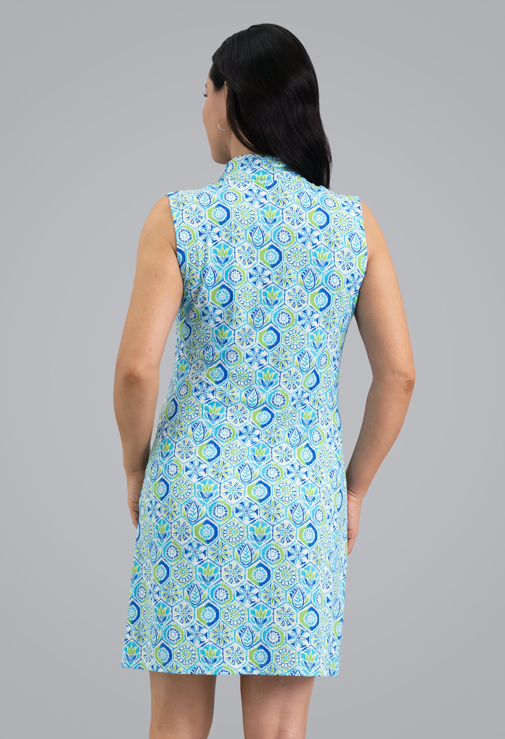 IBKÜL - Alexis Sleeveless Mock Neck Dess - Color: Lime Multi