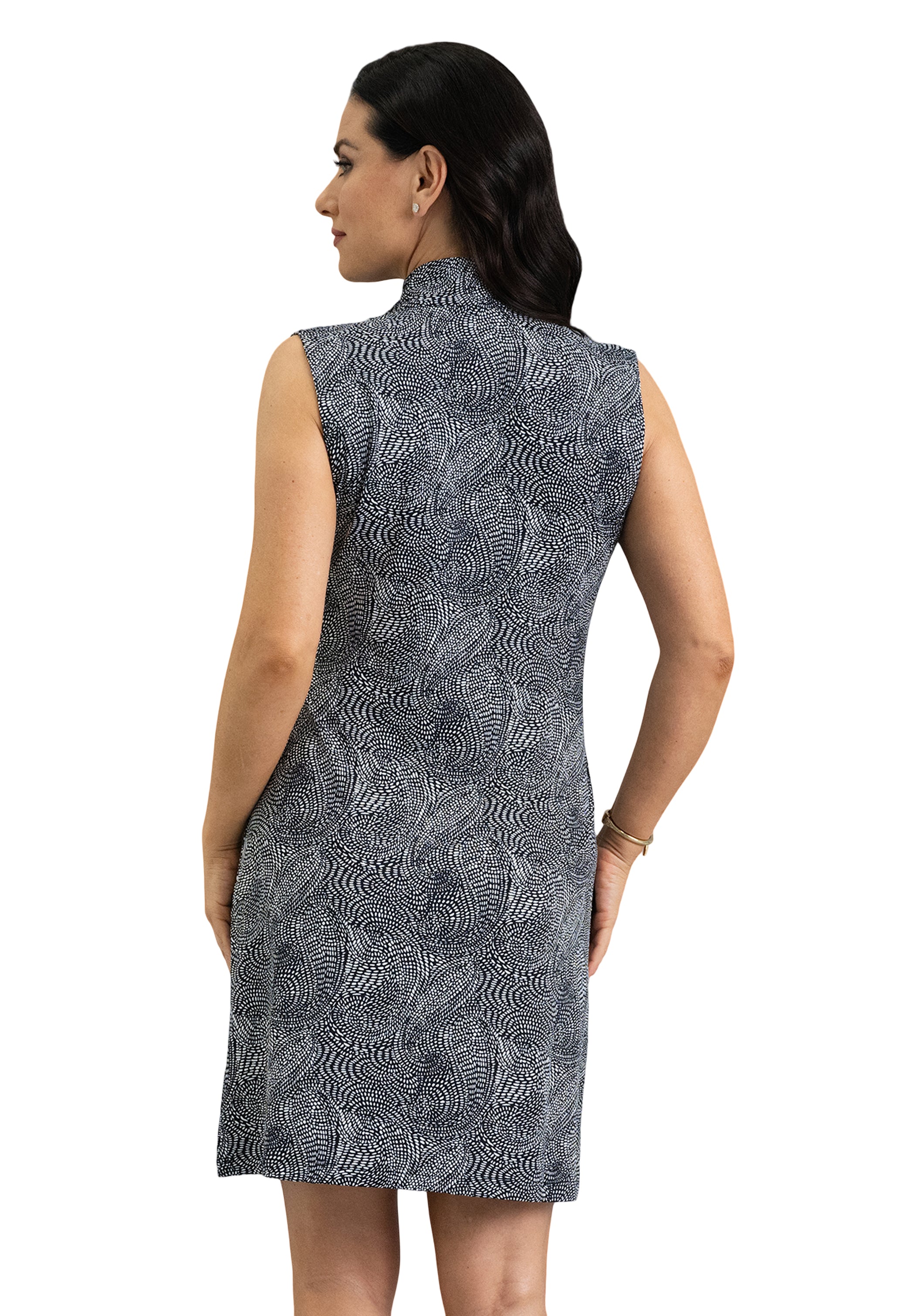 IBKÜL - Stephanie Sleeveless Mock Neck Dress - Color: Black/White