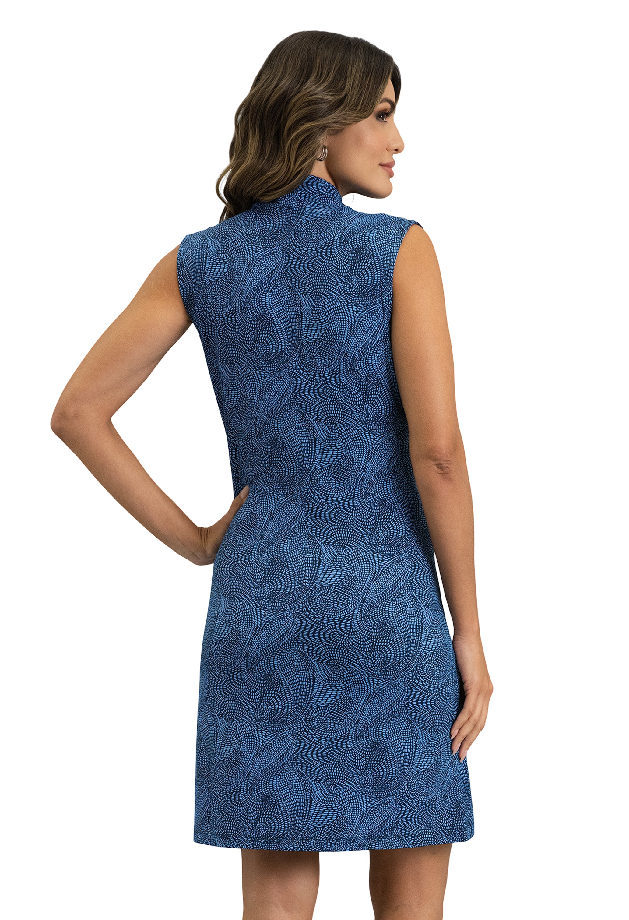 IBKÜL - Stephanie Sleeveless Mock Neck Dress - Color: Classic Navy/Peri