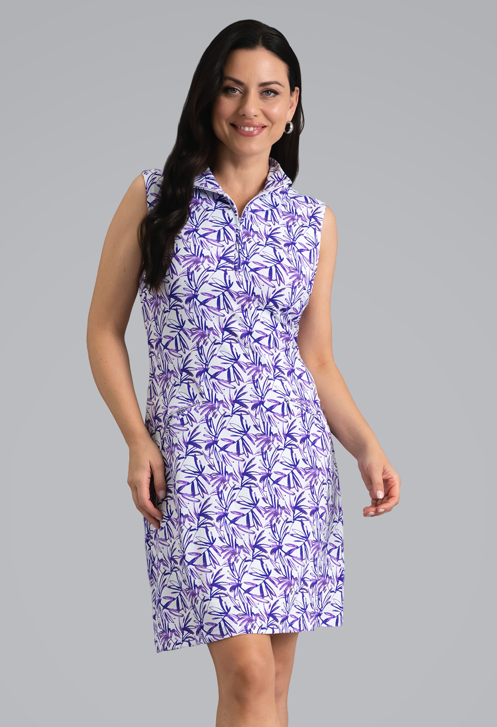 IBKÜL - Norma Sleeveless Mock Neck Dress - Color: Plum