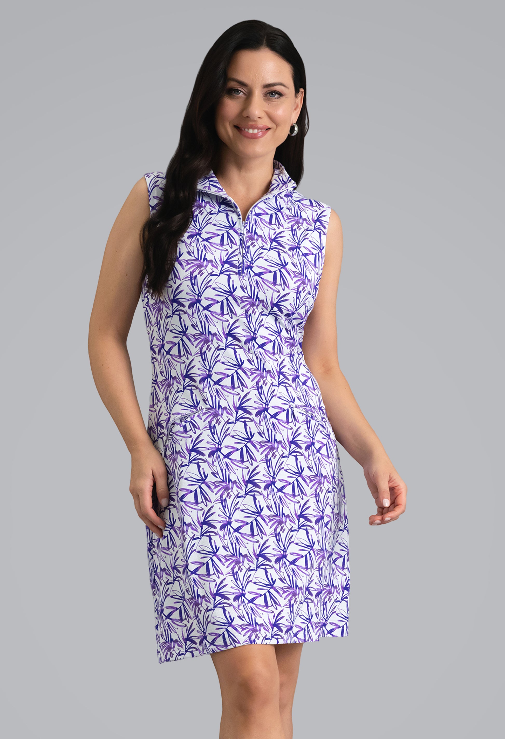 IBKÜL - Norma Sleeveless Mock Neck Dress - Color: Plum