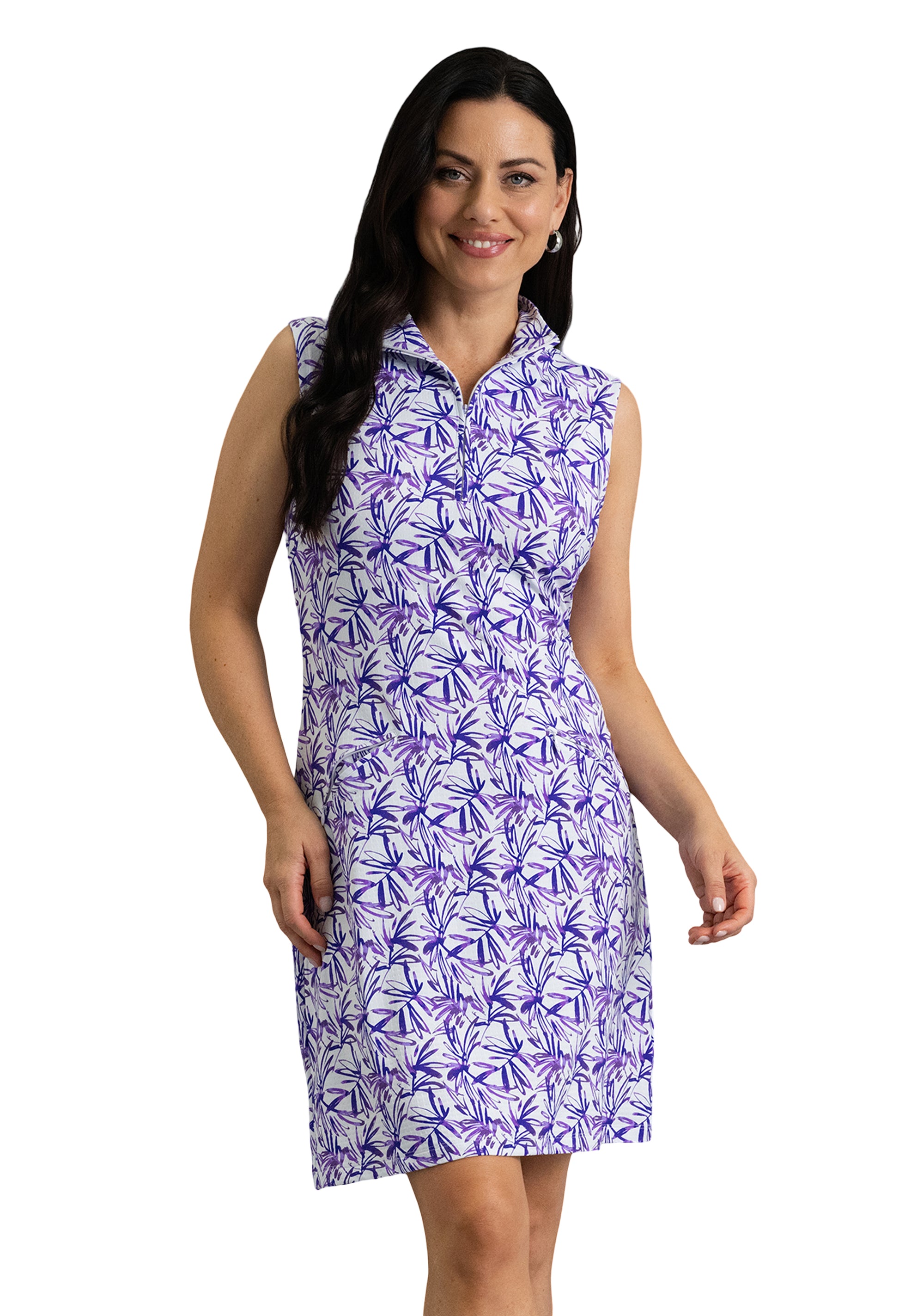 IBKÜL - Norma Sleeveless Mock Neck Dress - Color: Plum