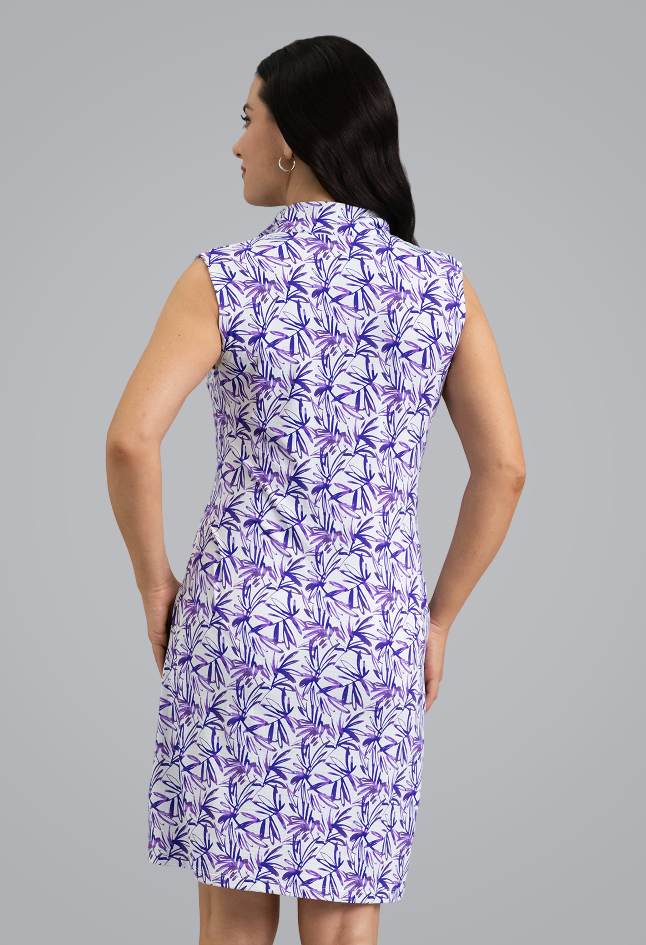IBKÜL - Norma Sleeveless Mock Neck Dress - Color: Plum