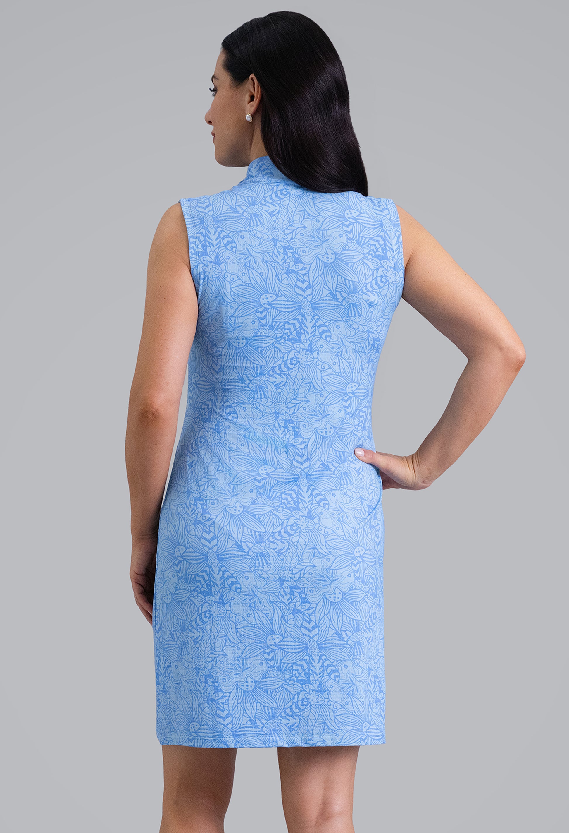IBKÜL - Annie Sleeveless Mock Neck Dress - Color: Peri/Lt. Peri
