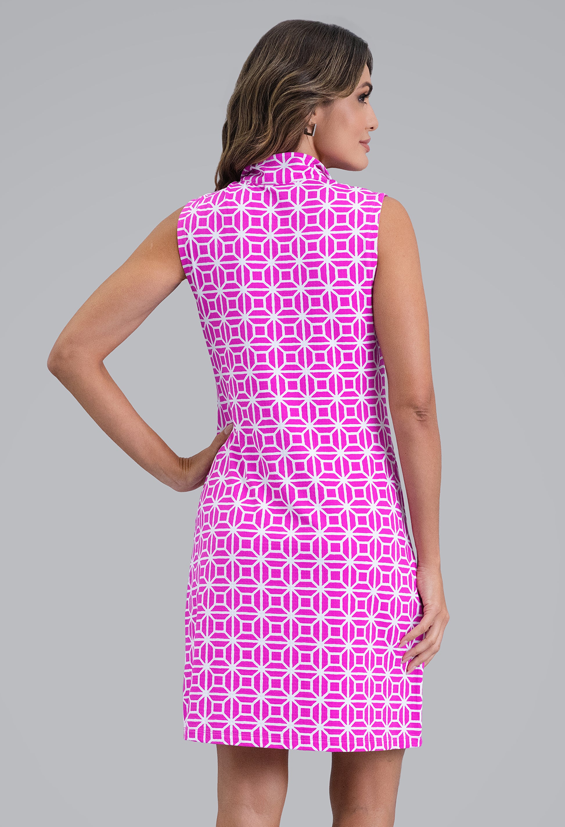 IBKÜL - Carolyn Sleeveless Mock Neck Dress - Color: Hot Pink