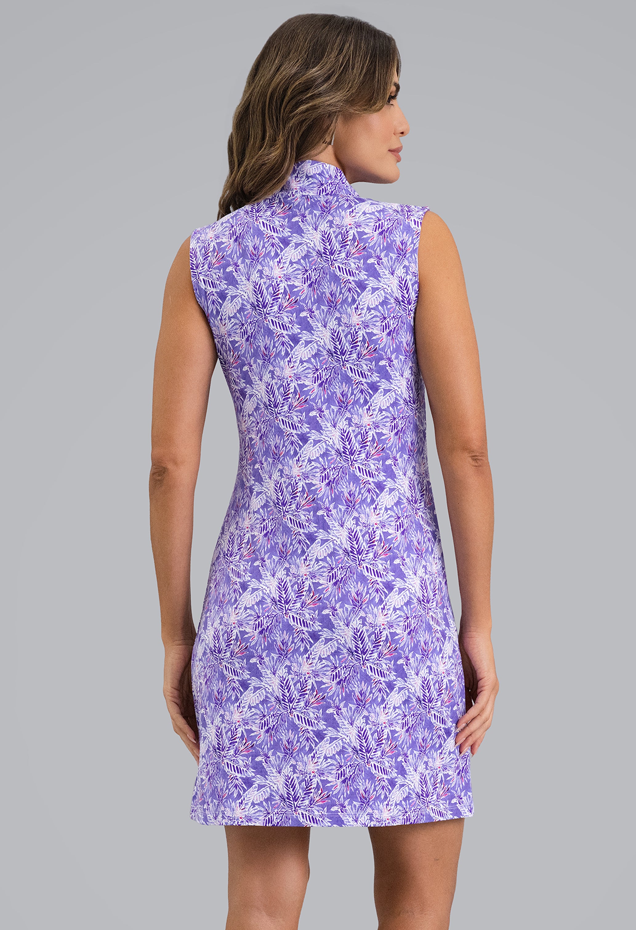 IBKÜL - Briana Sleeveless Mock Neck Dress - Color: Plum