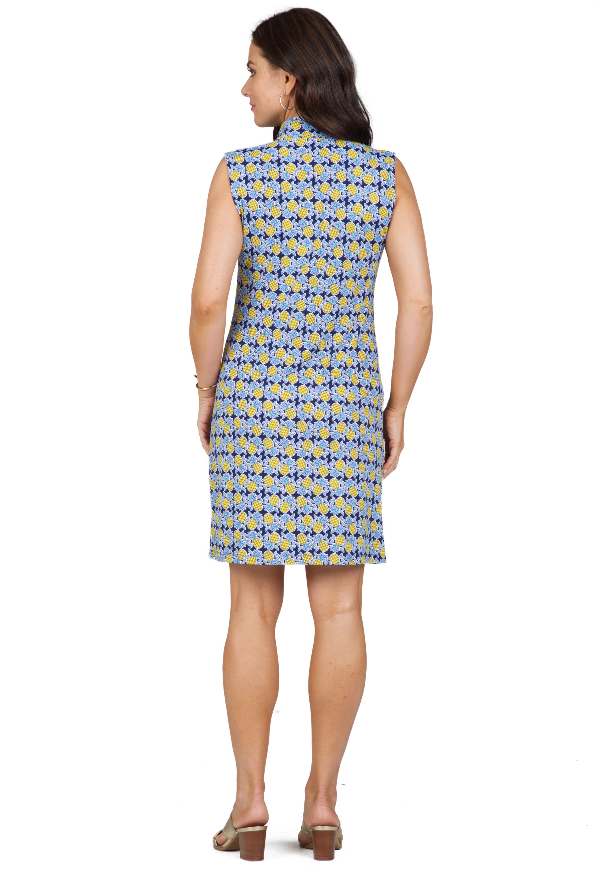 IBKÜL - Chantal Print Sleeveless Mock Dress – 58540 - Color: Navy/Peri