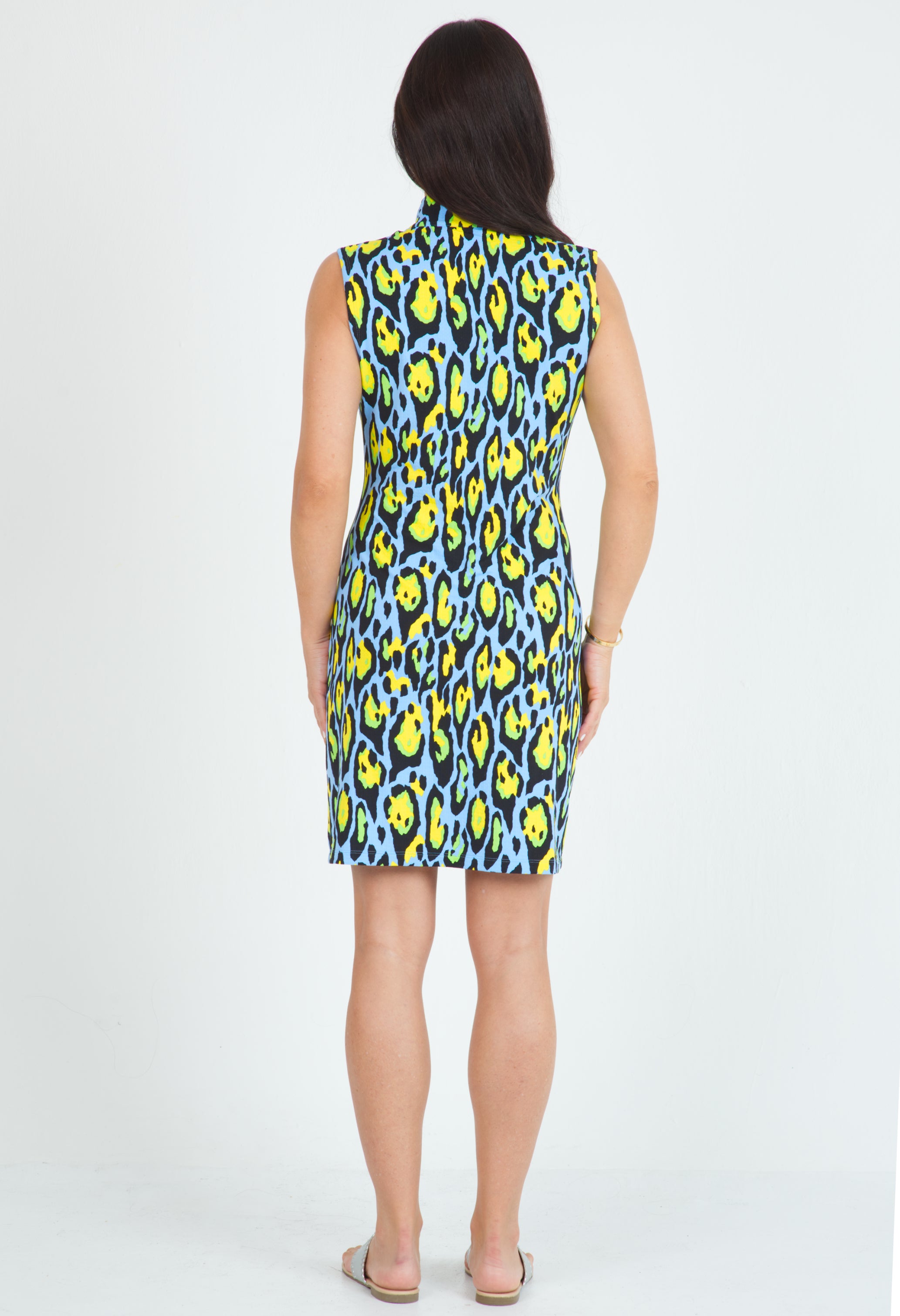 IBKÜL - Gemma Print Sleeveless Mock Dress – 58758 - Color: Peri Multi