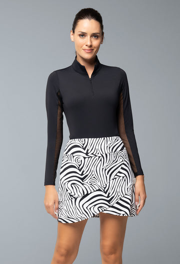 IBKÜL - Cecilia Print Layered Skort – 60932 - Color: Black/White