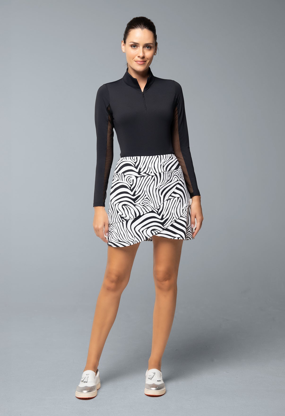 IBKÜL - Cecilia Print Layered Skort – 60932 - Color: Black/White