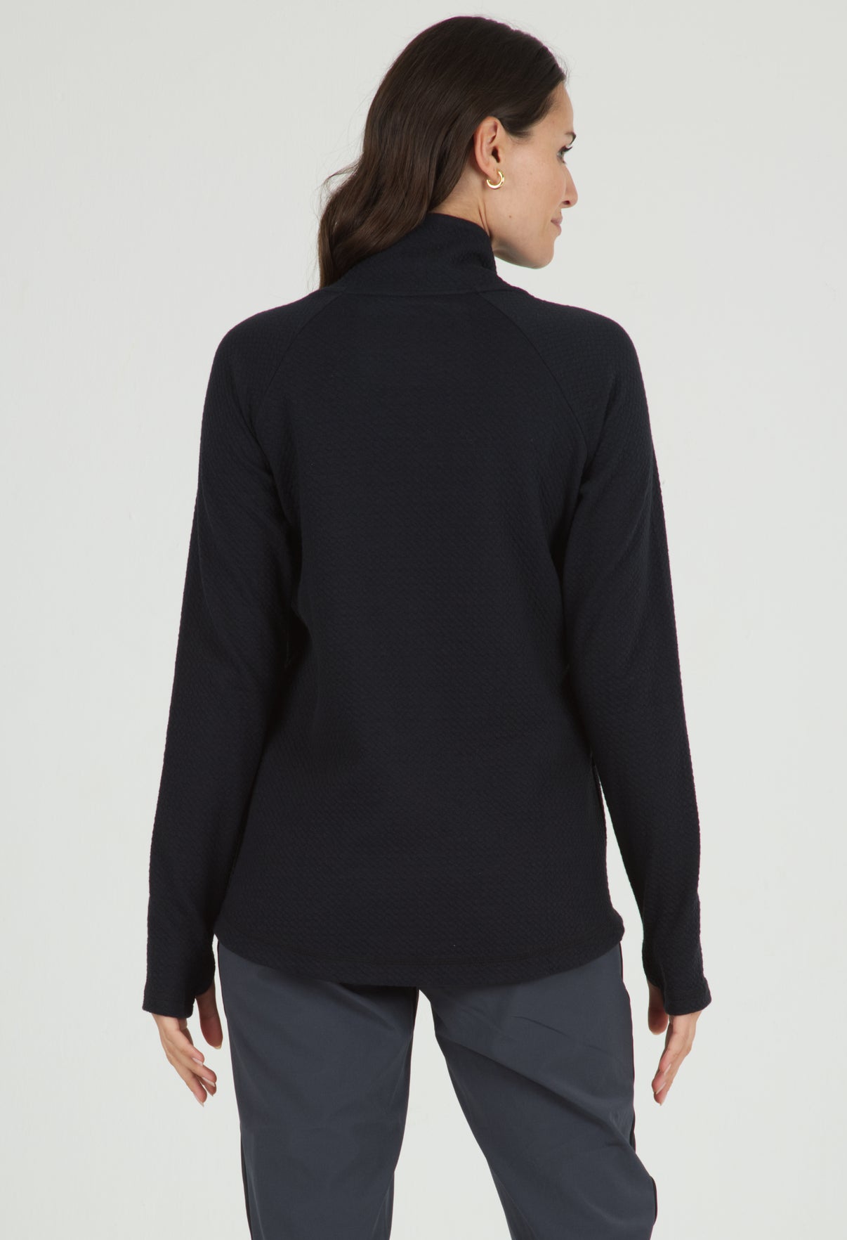 IBKÜL - Solid Popcorn Stitch Asymmetrical Zip Pullover - 64000 - Color: Black