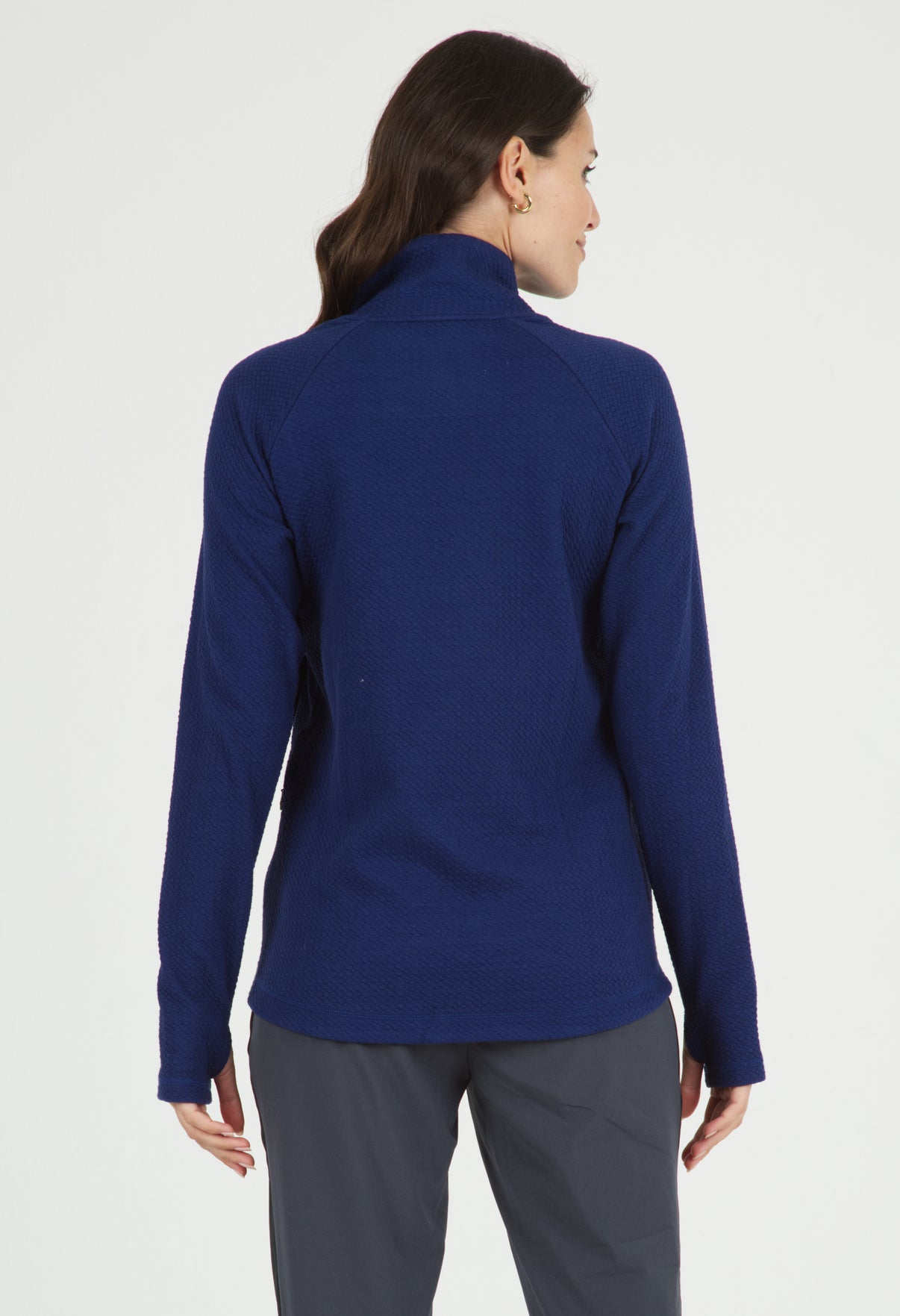 IBKÜL - Solid Popcorn Stitch Asymmetrical Zip Pullover - 64000 - Color: Navy
