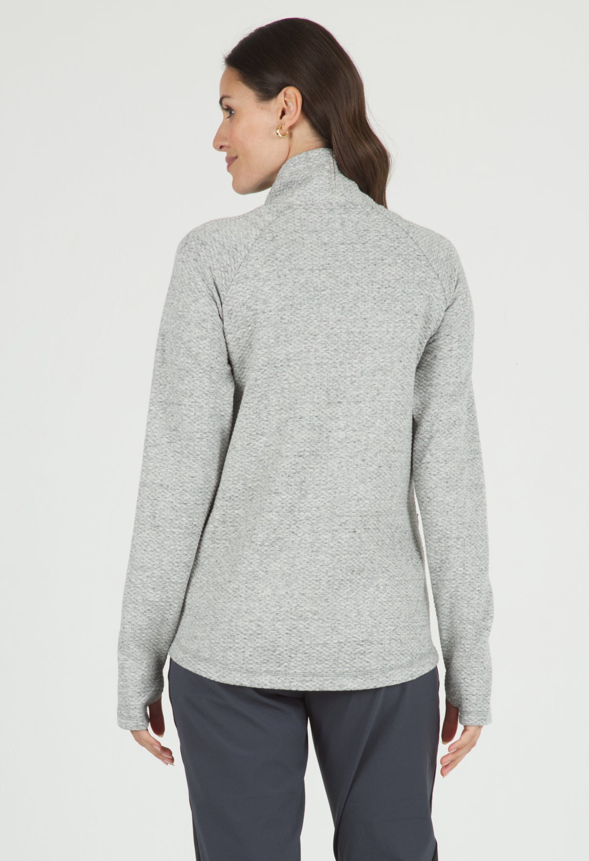 IBKÜL - Solid Popcorn Stitch Asymmetrical Zip Pullover - 64000 - Color: Oxford