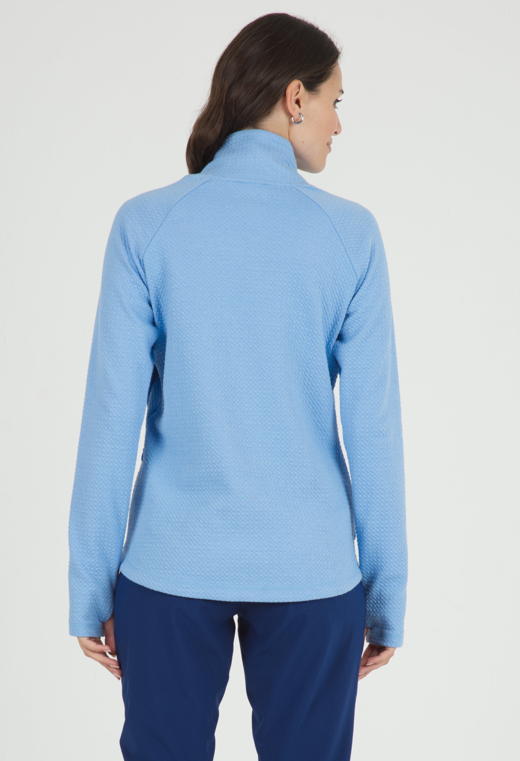 IBKÜL - Solid Popcorn Stitch Asymmetrical Zip Pullover - 64000 - Color: Peri