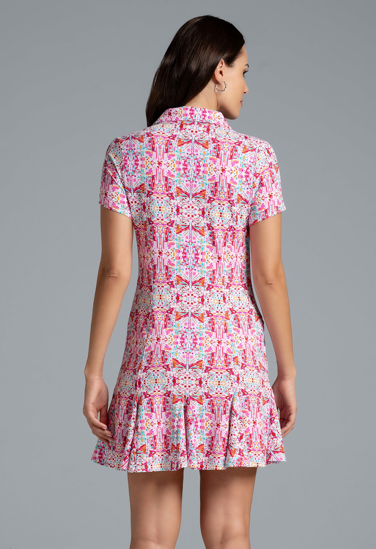 IBKÜL - Ridley Print Short Sleeve Godet Dress – 69089 - Color: Watermelon Multi