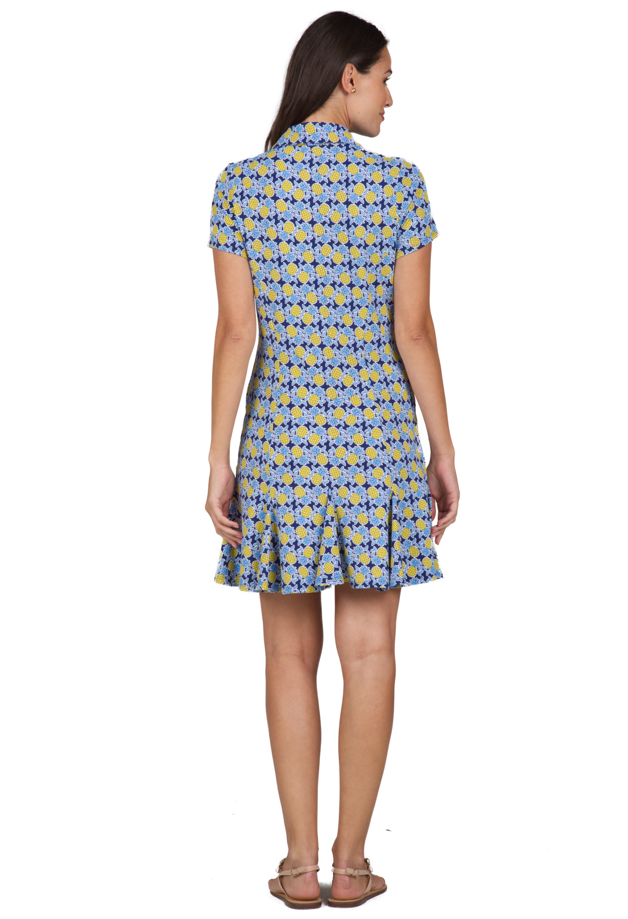 Chantal Print Short Sleeve Godet Dress – 69540