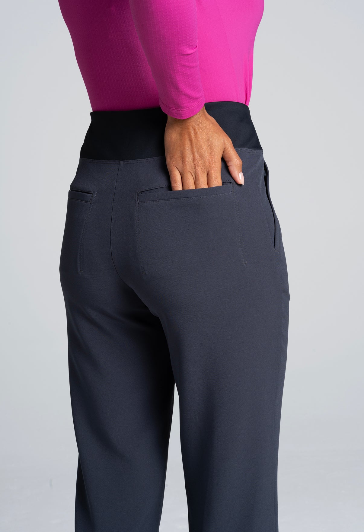 IBKÜL - Solid Knit Ankle Pants - 70000 - Color: Charcoal