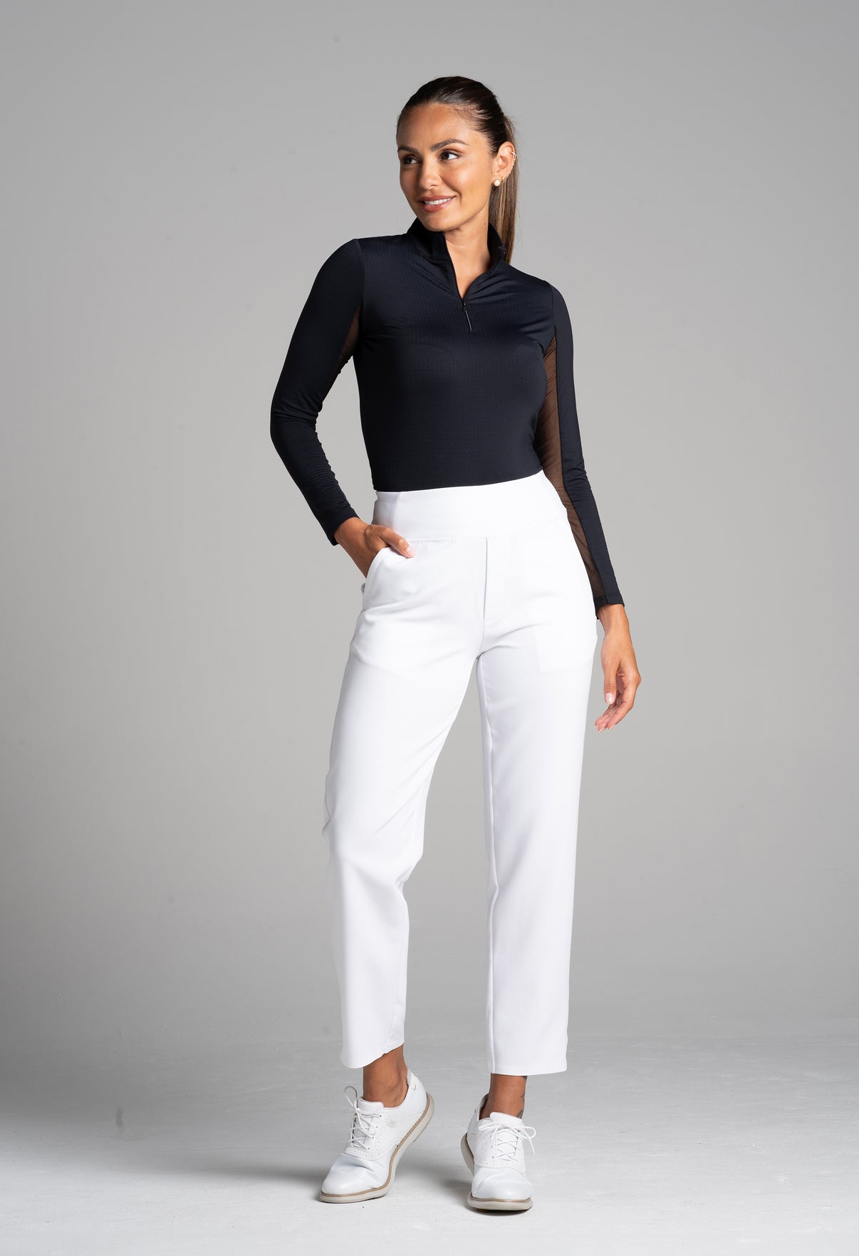 IBKÜL - Solid Knit Ankle Pants - 70000 - Color: White