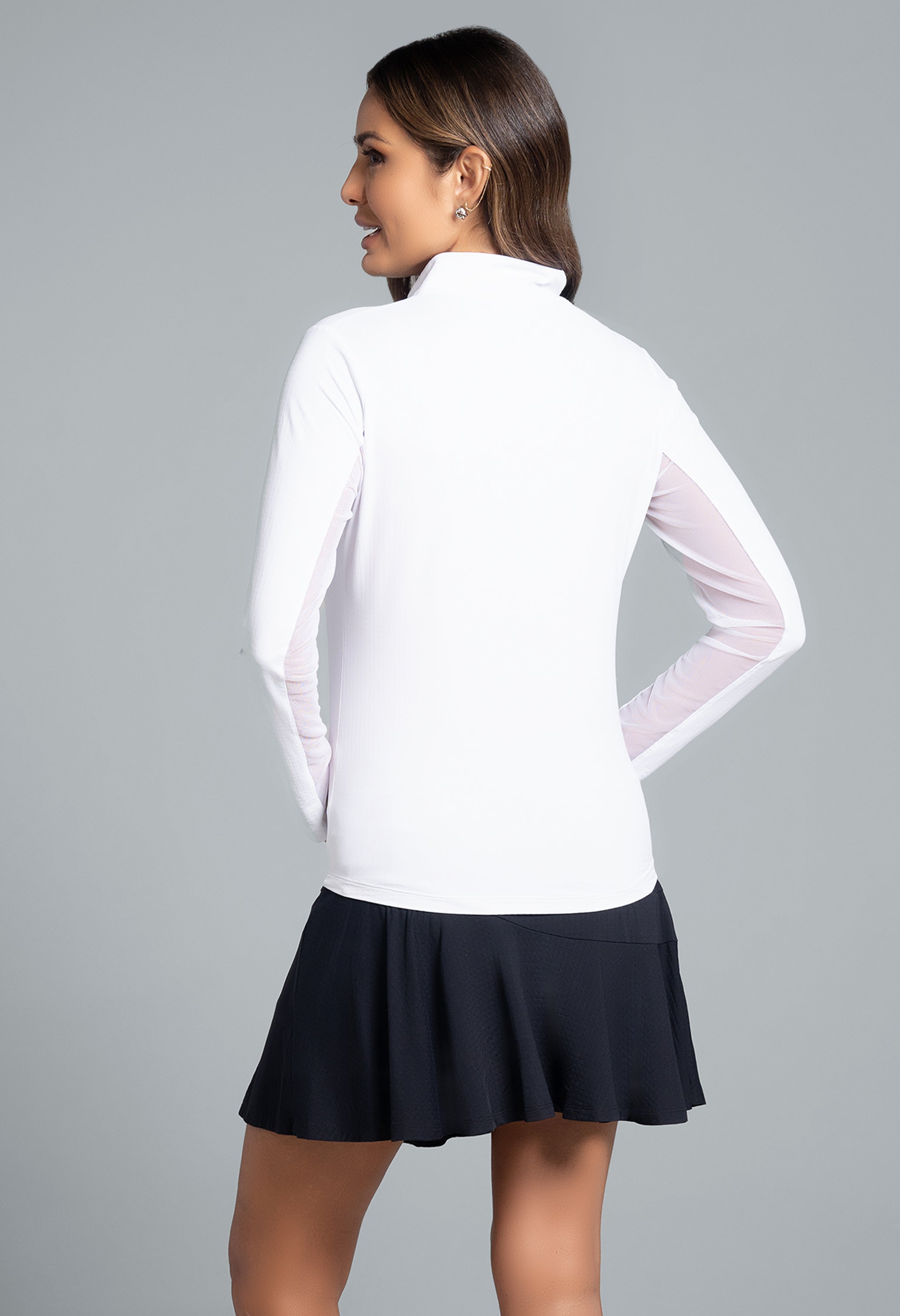 Solid Long Sleeve Mock Neck Top