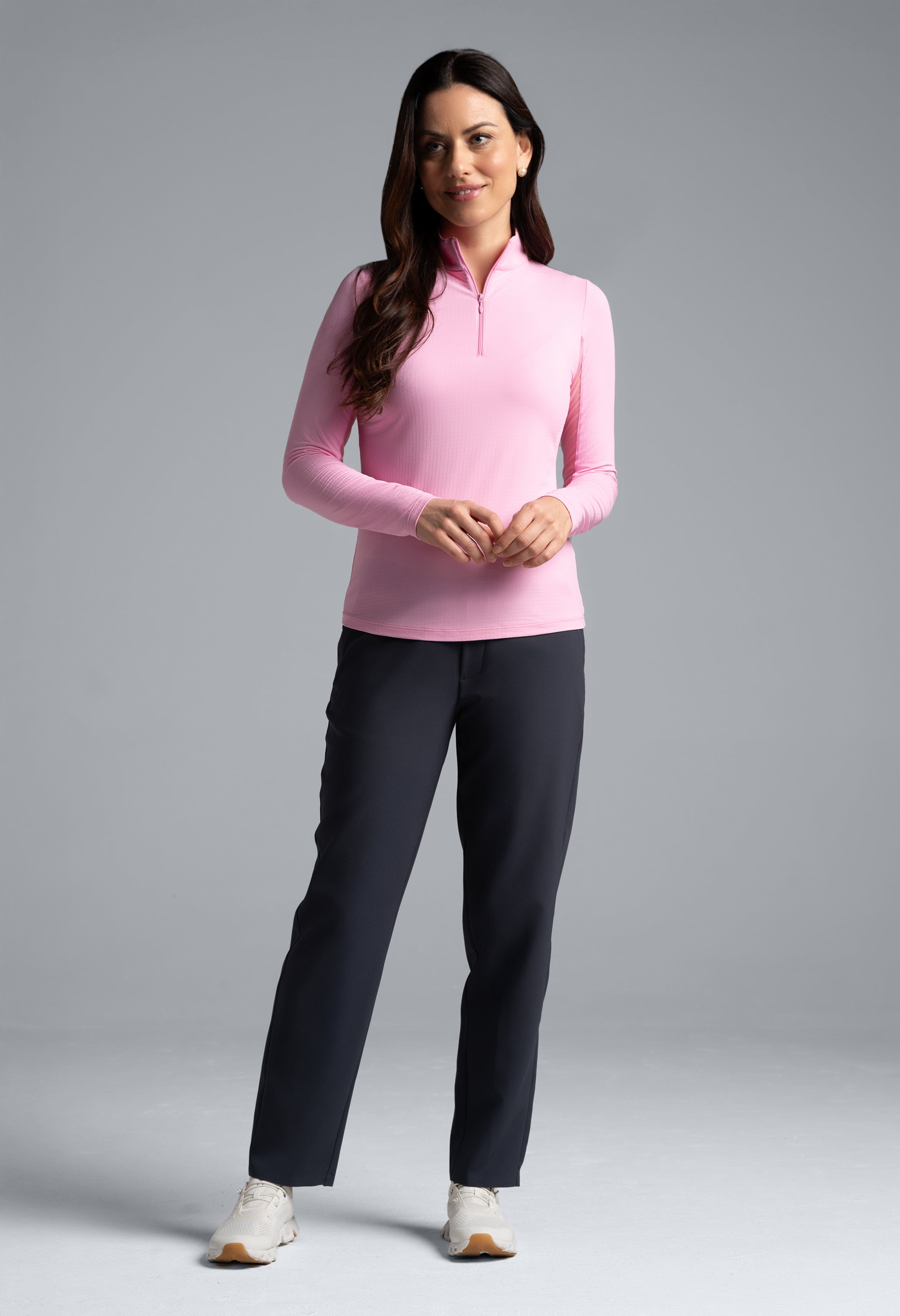 Solid Long Sleeve Mock Neck Top