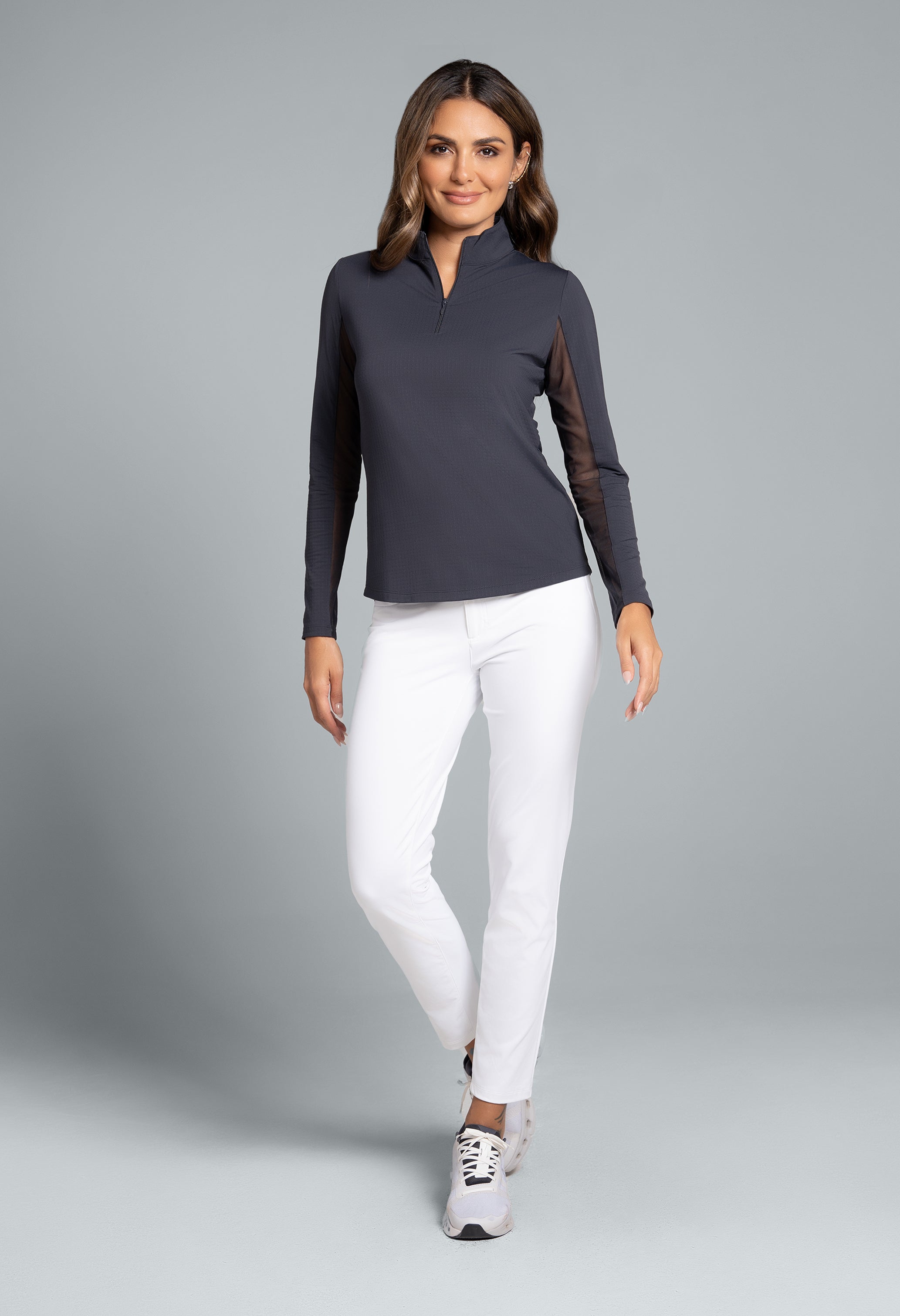Solid Long Sleeve Mock Neck Top