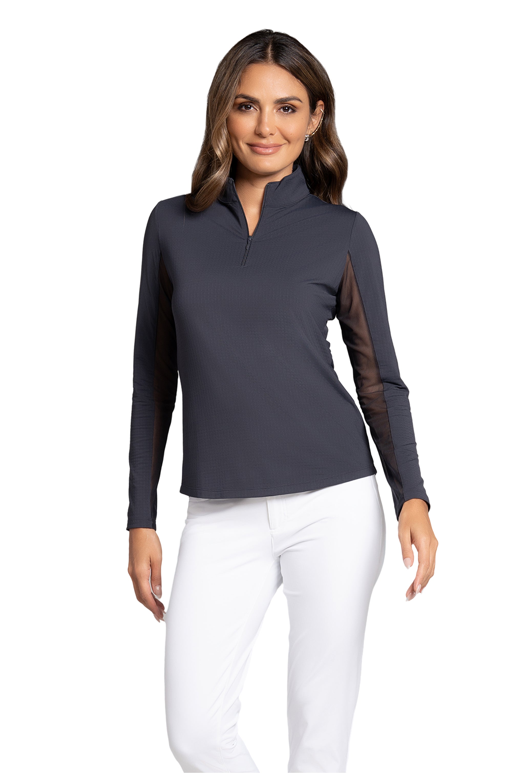 Solid Long Sleeve Mock Neck Top