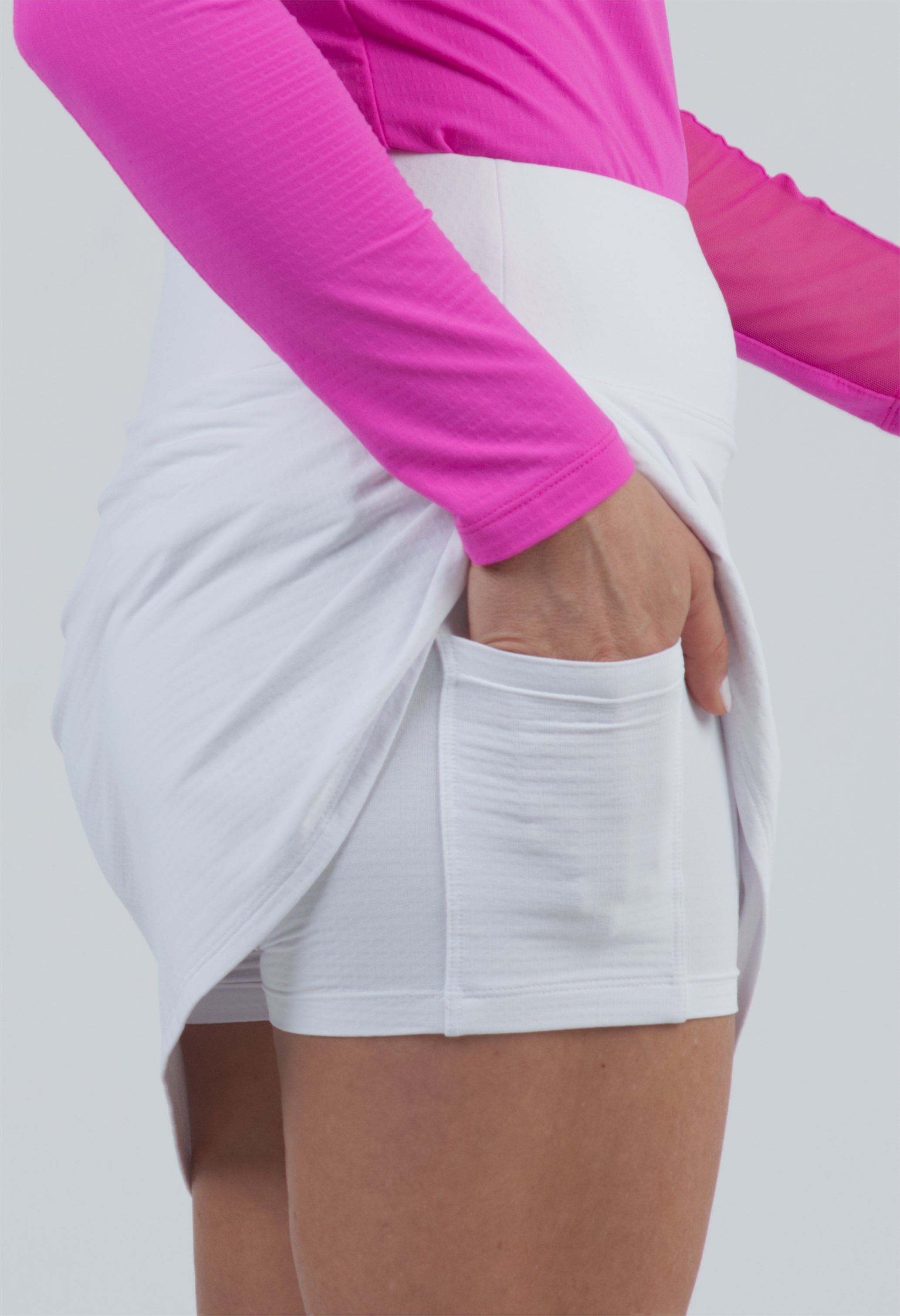 IBKÜL - Solid Faux Wrap Skort - 26000 - Color: White