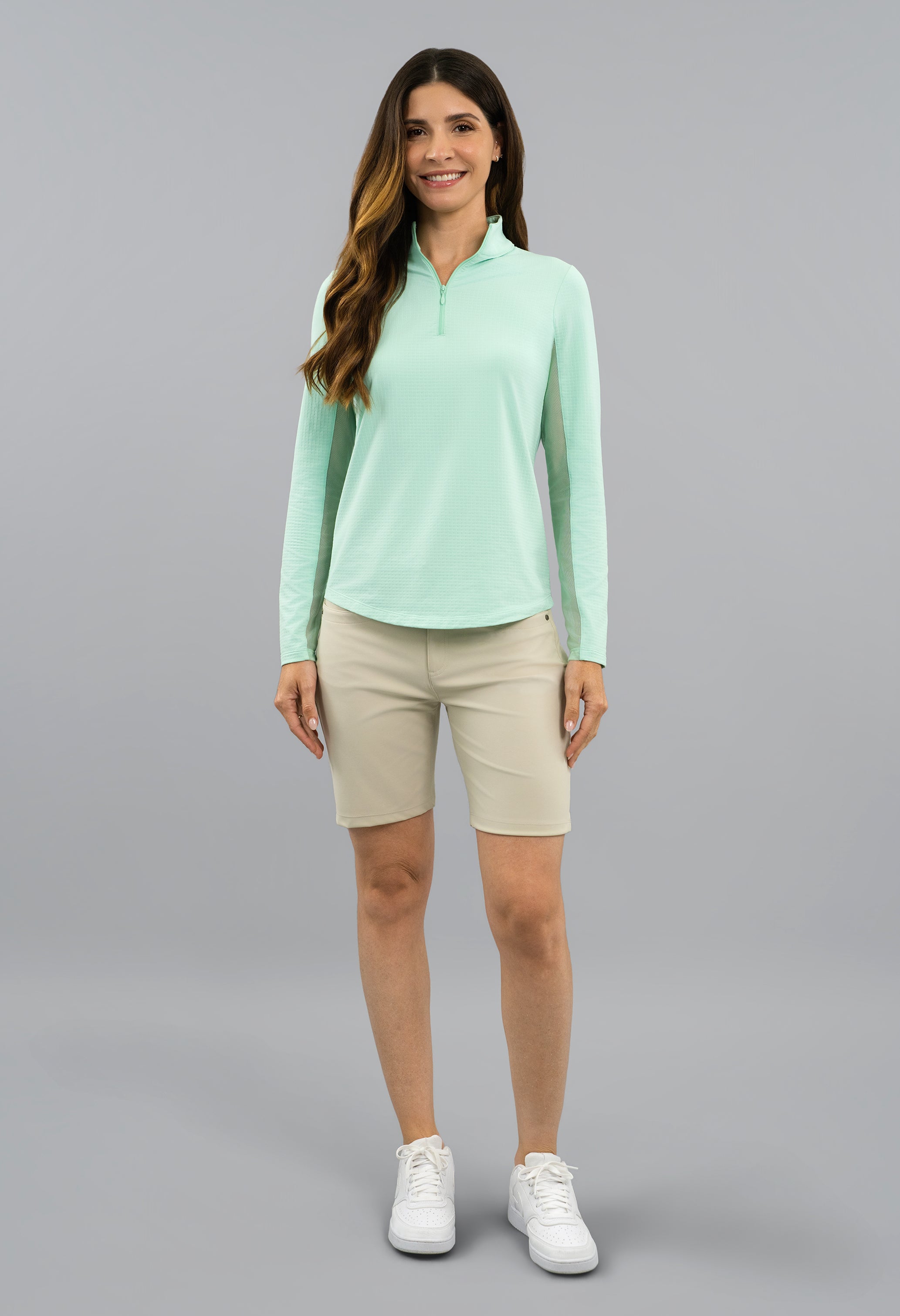 Solid Long Sleeve Mock Neck Top