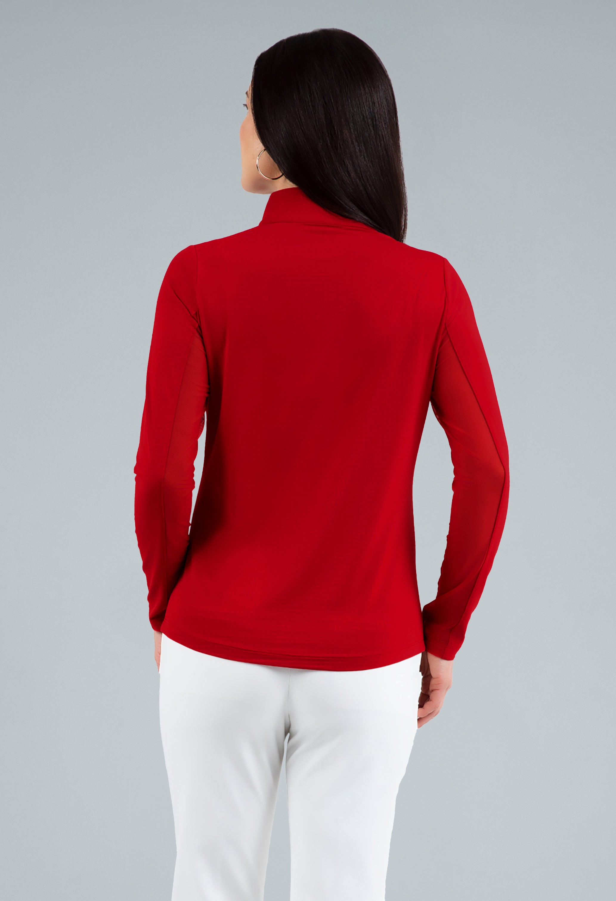 Solid Long Sleeve Mock Neck Top