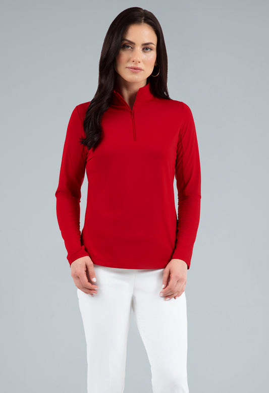 Solid Long Sleeve Mock Neck Top