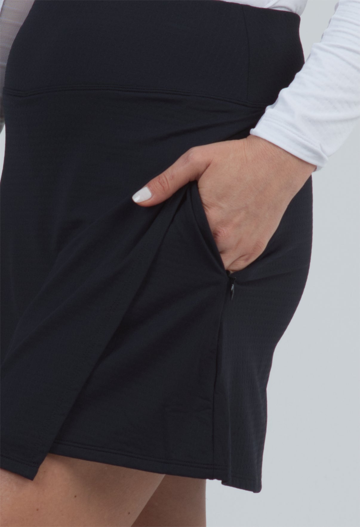 IBKÜL - Solid Faux Wrap Skort - 26000 - Color: Black