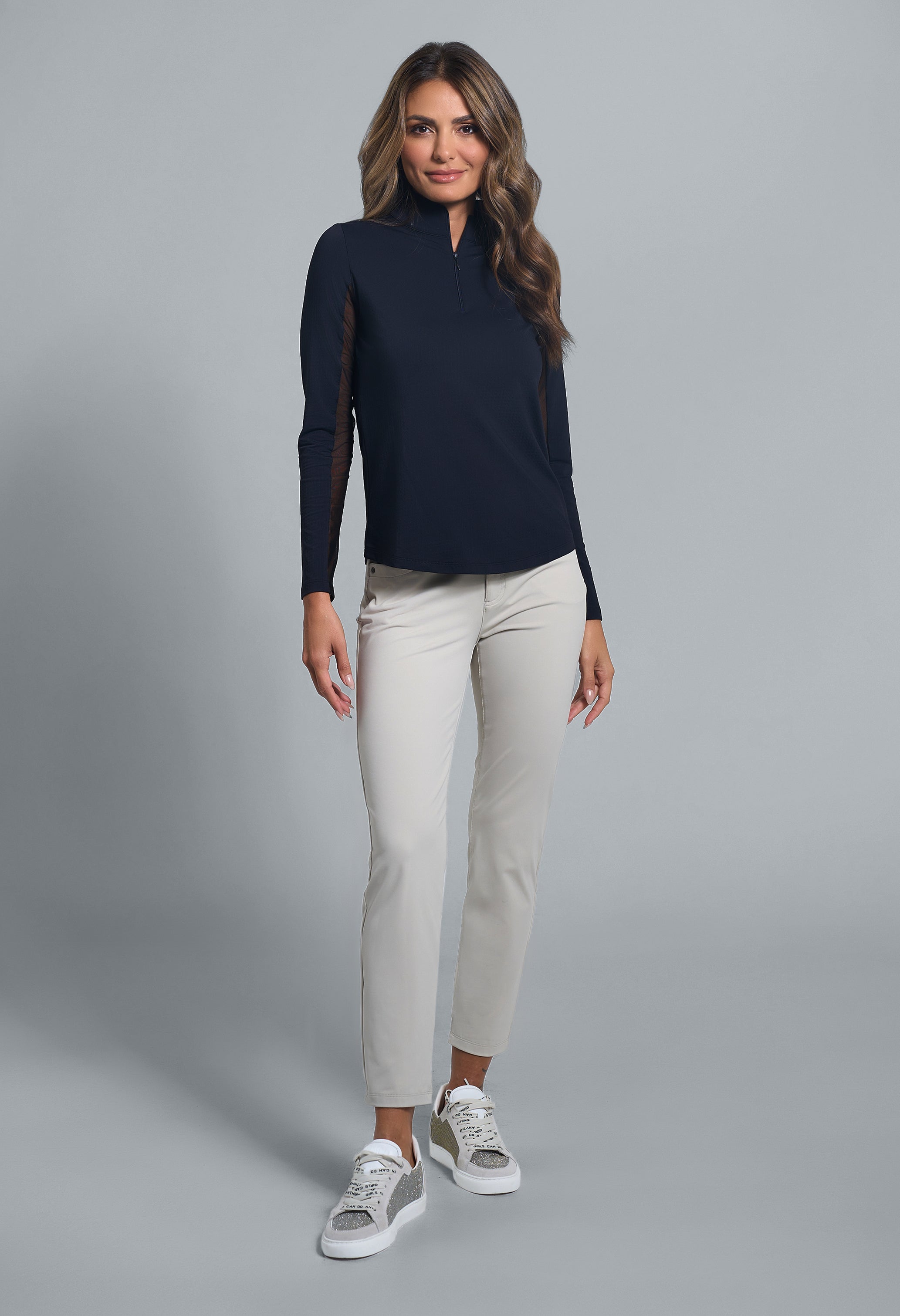 Solid Long Sleeve Mock Neck Top