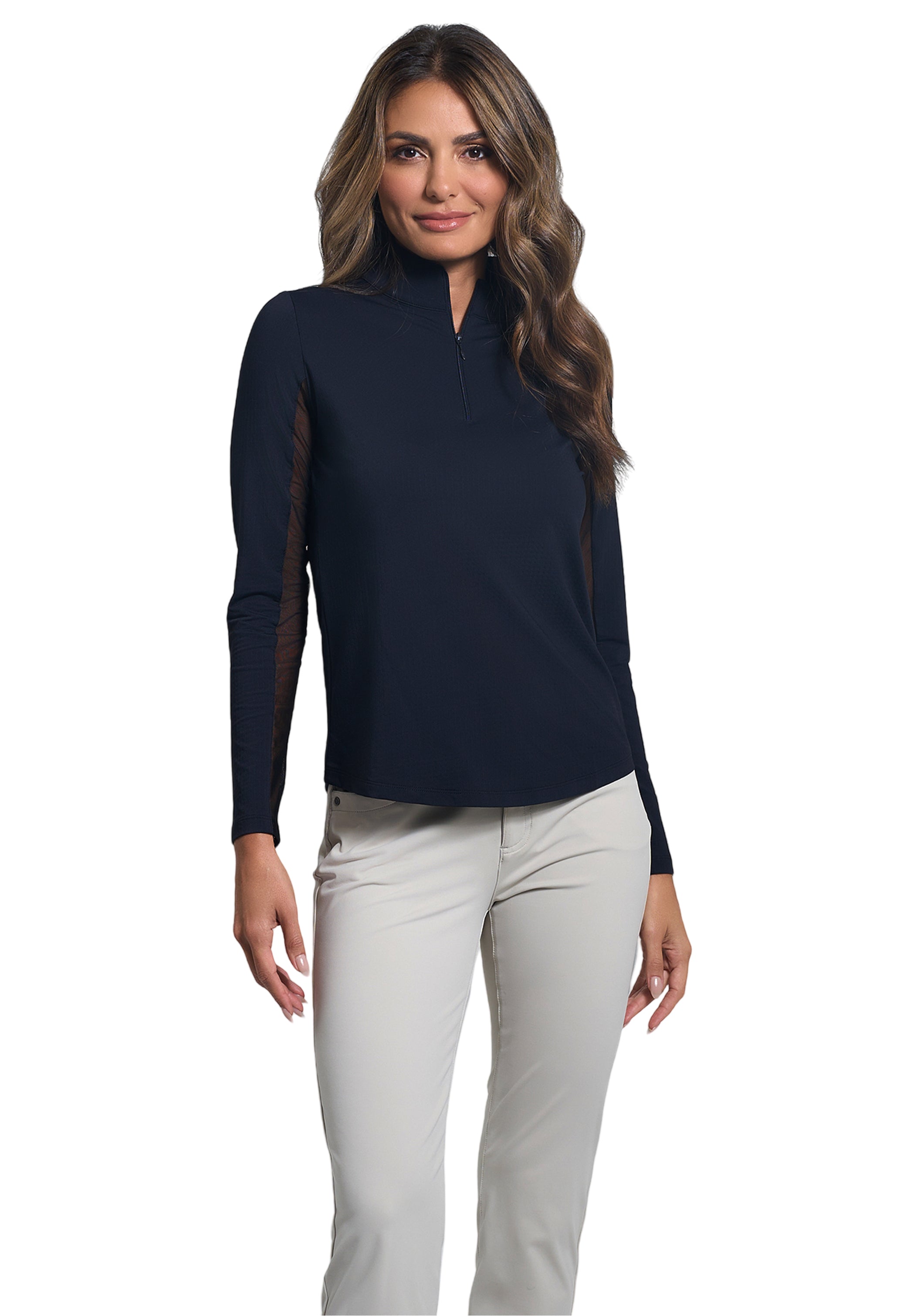 Solid Long Sleeve Mock Neck Top