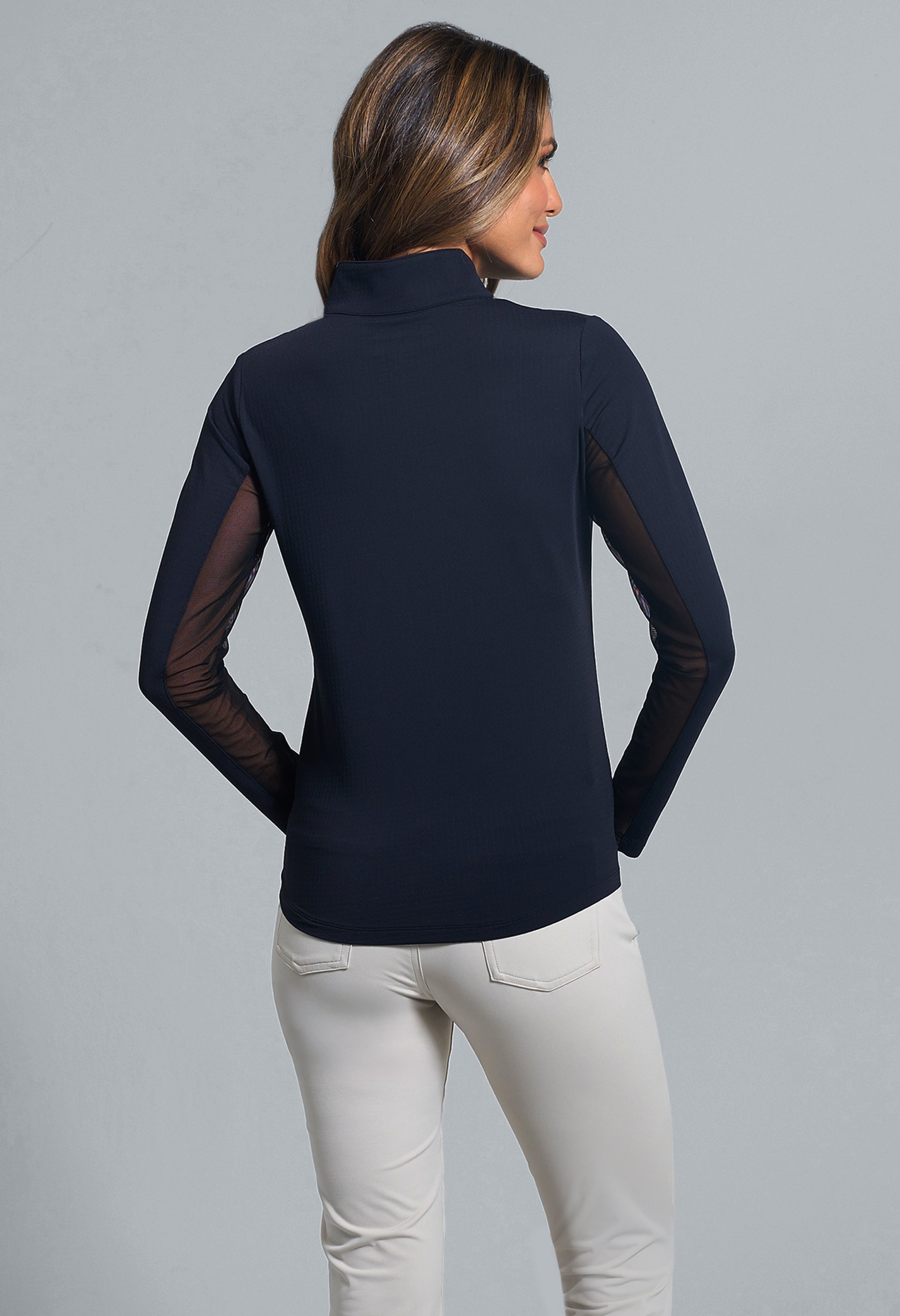 Solid Long Sleeve Mock Neck Top