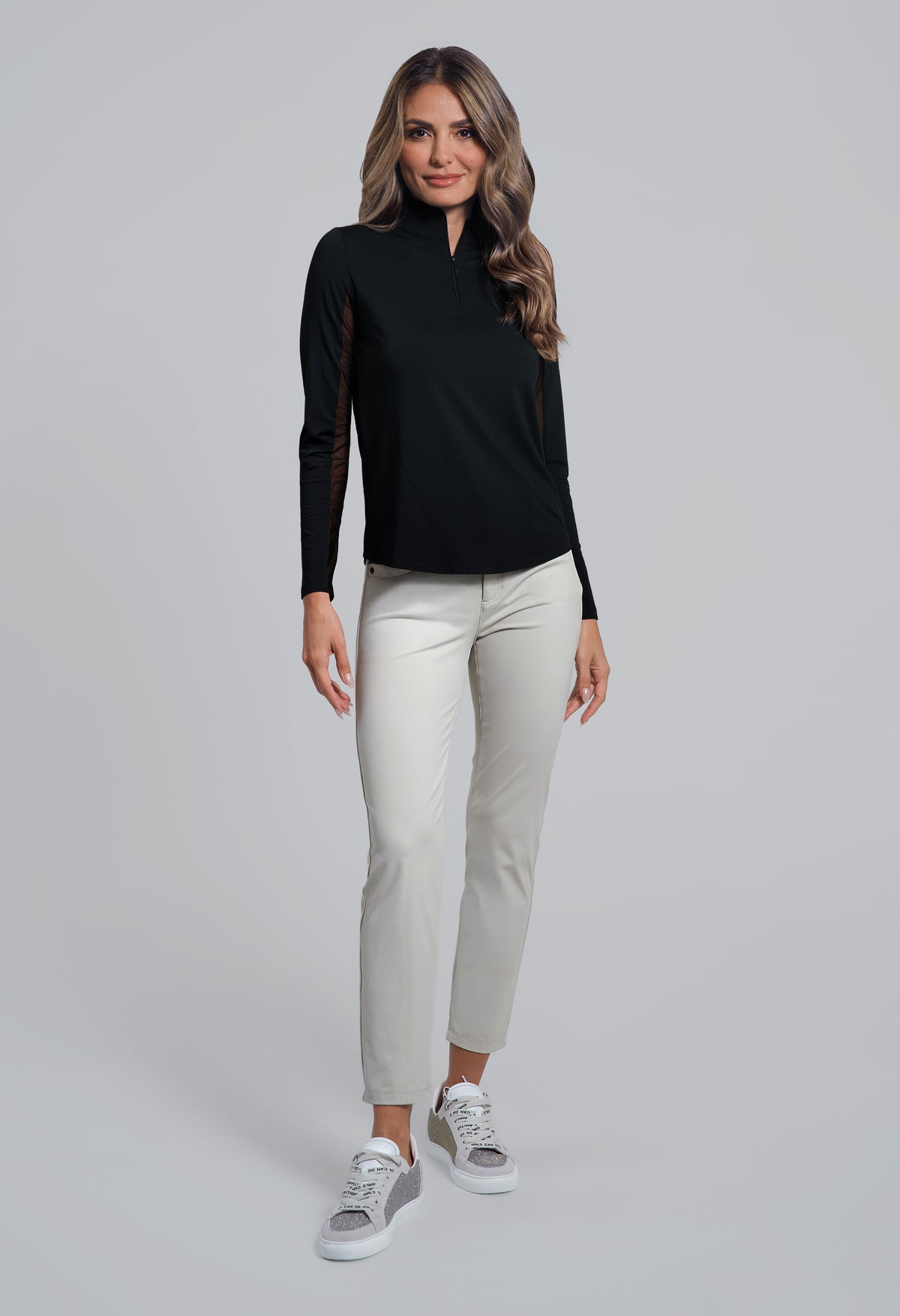 Solid Long Sleeve Mock Neck Top