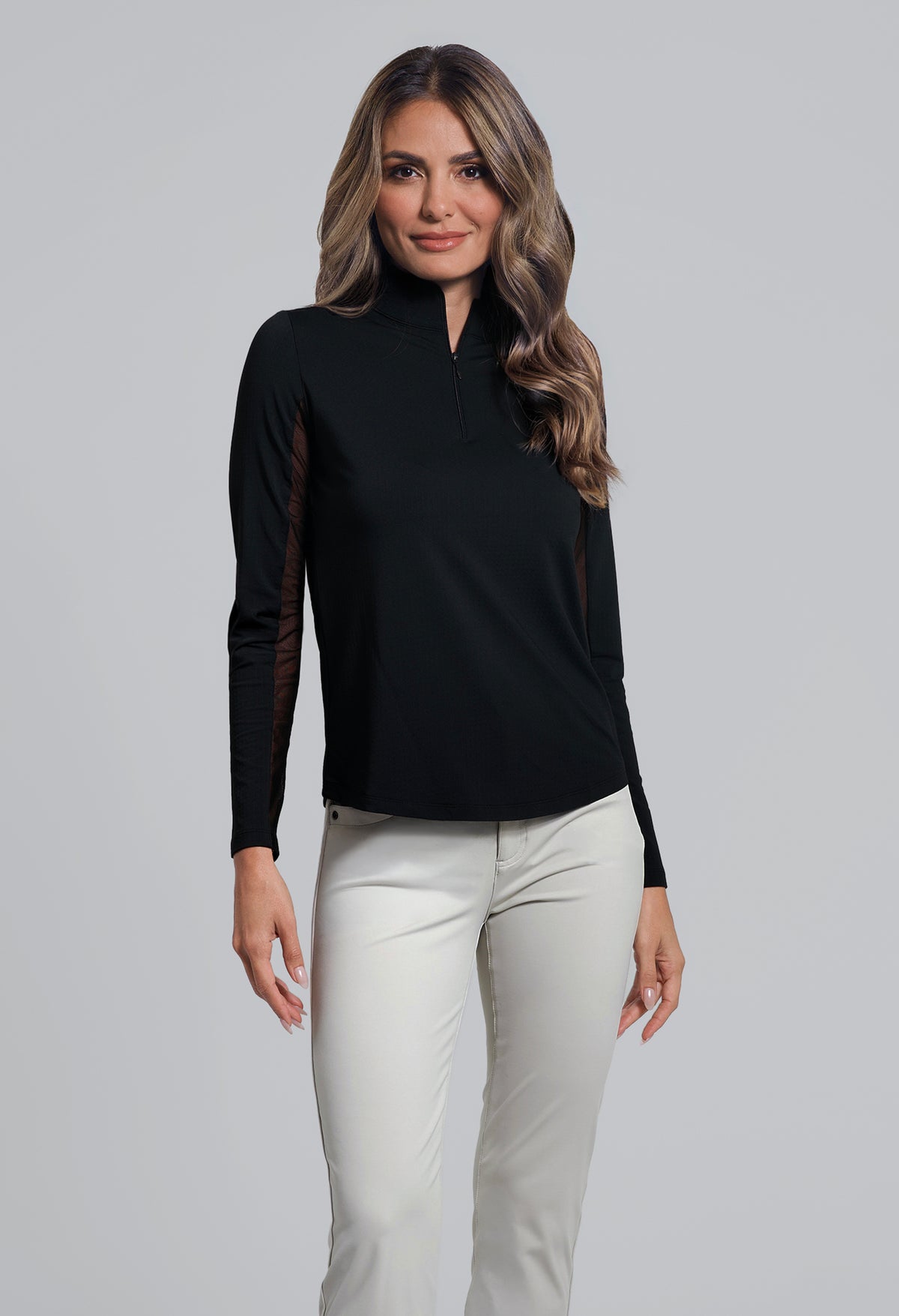 Solid Long Sleeve Mock Neck Top