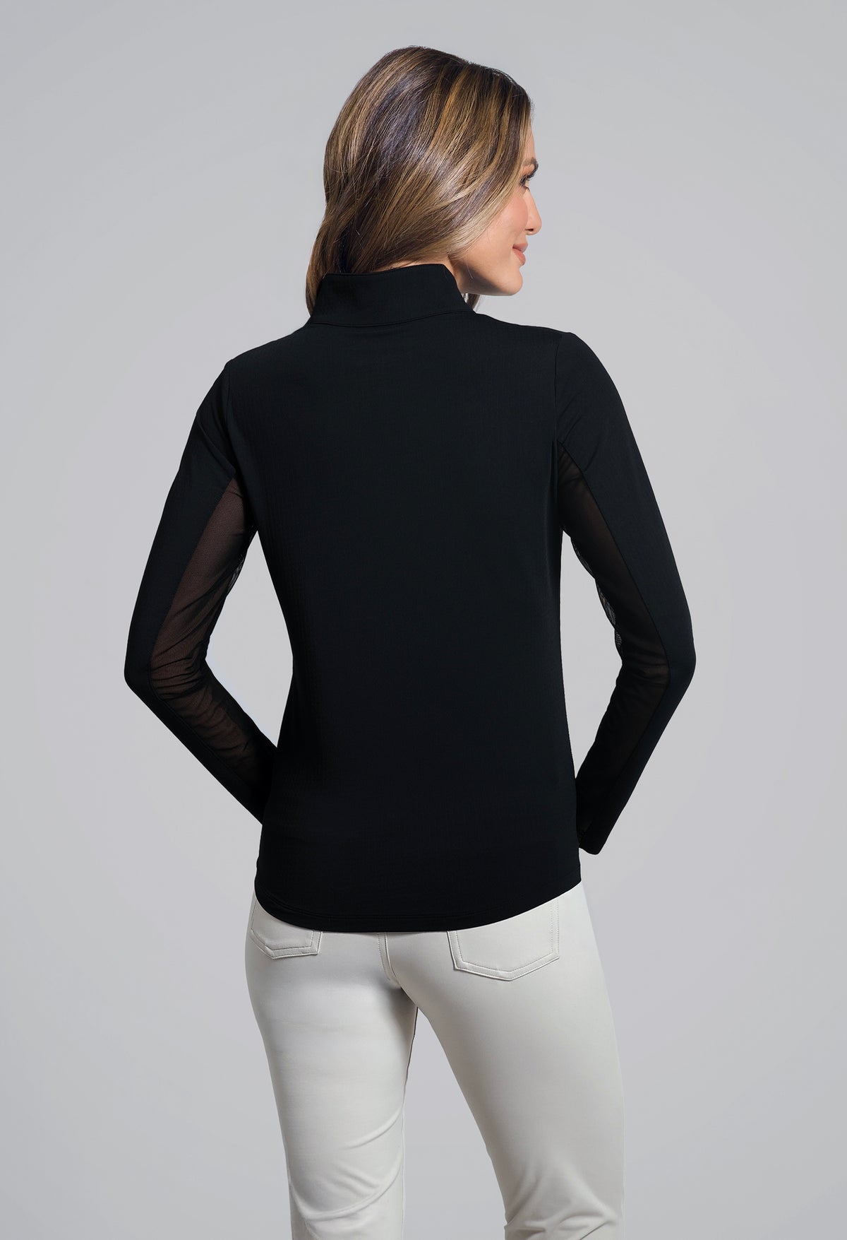 Solid Long Sleeve Mock Neck Top