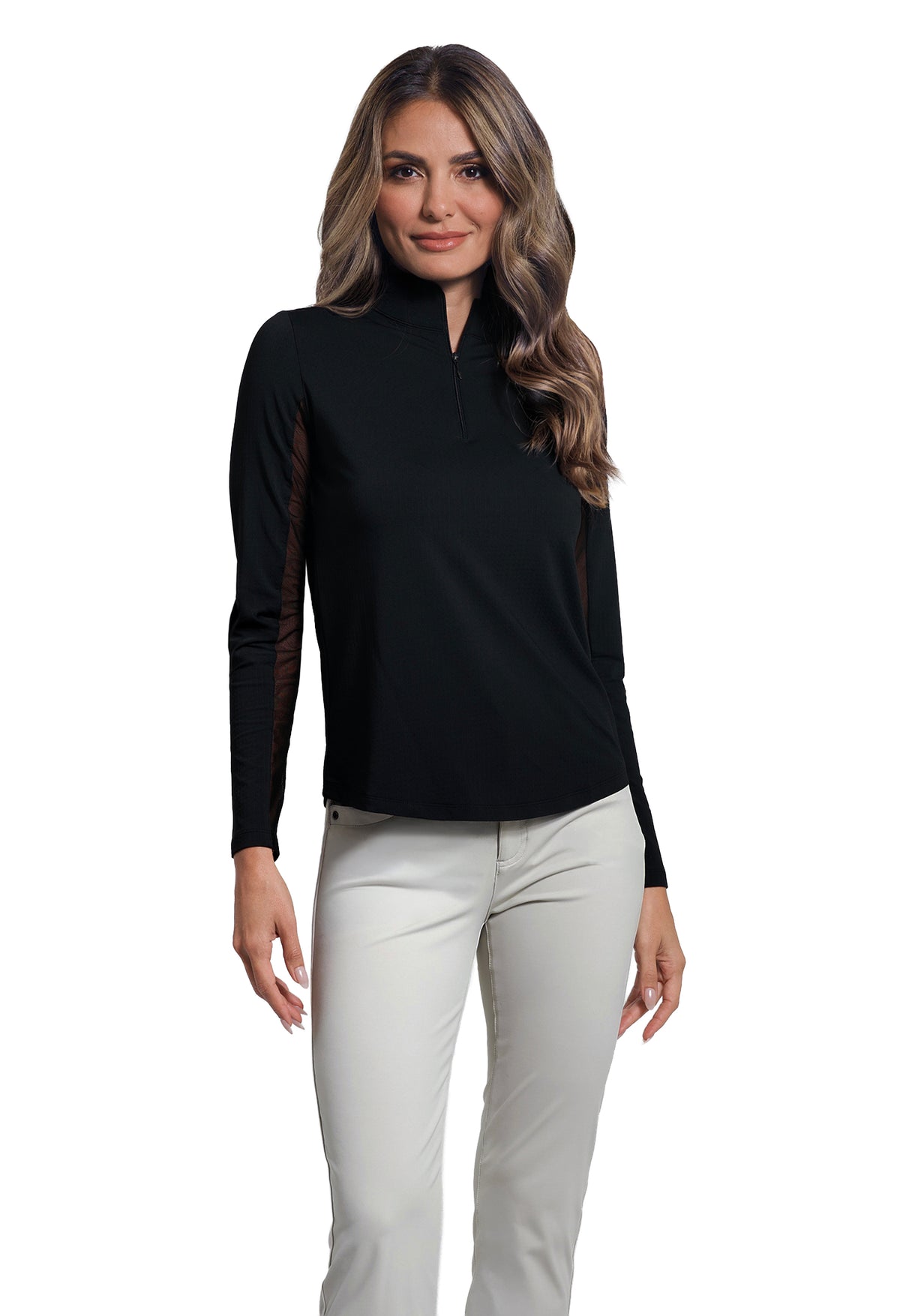 Solid Long Sleeve Mock Neck Top