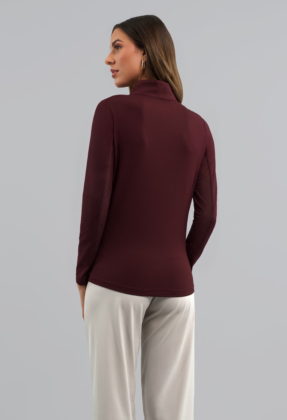 Solid Long Sleeve Mock Neck Top