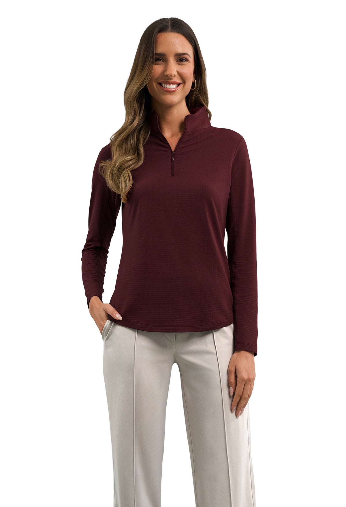 Solid Long Sleeve Mock Neck Top