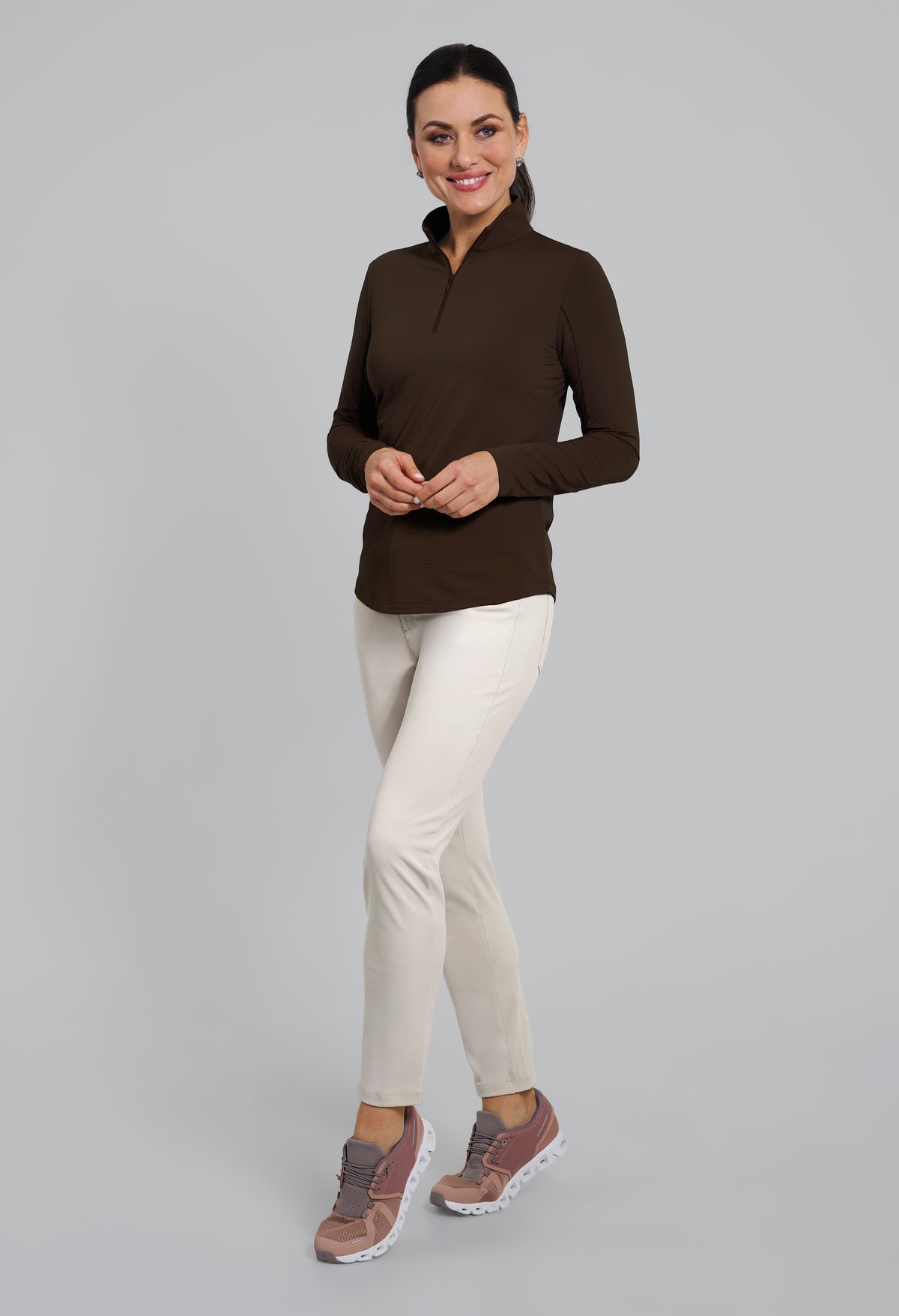 Solid Long Sleeve Mock Neck Top