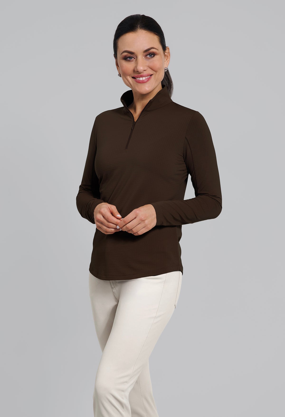 Solid Long Sleeve Mock Neck Top