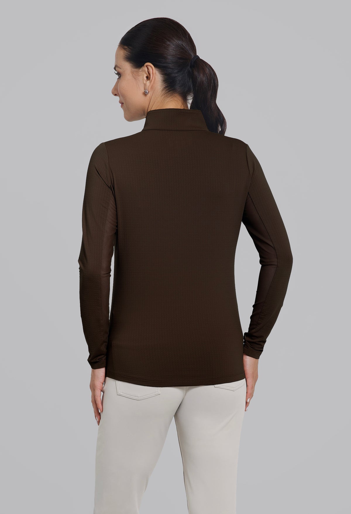 Solid Long Sleeve Mock Neck Top