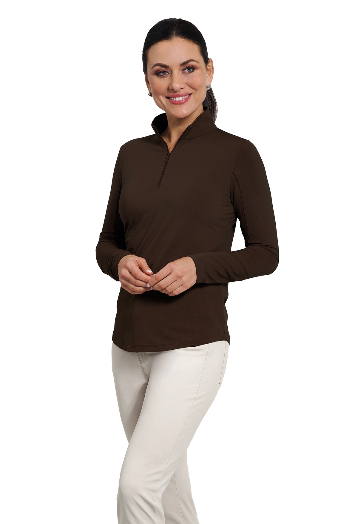 Solid Long Sleeve Mock Neck Top