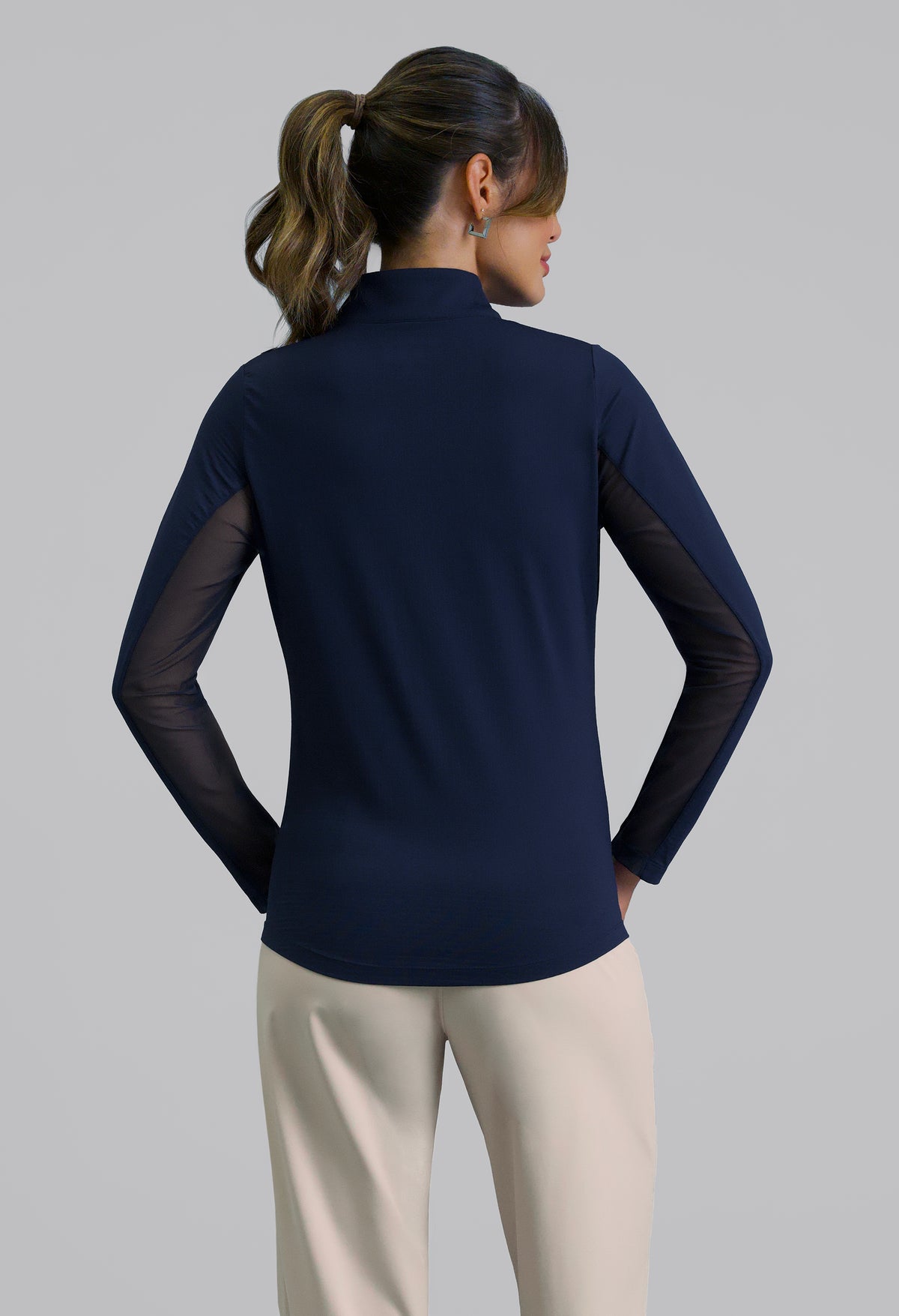 Solid Long Sleeve Mock Neck Top