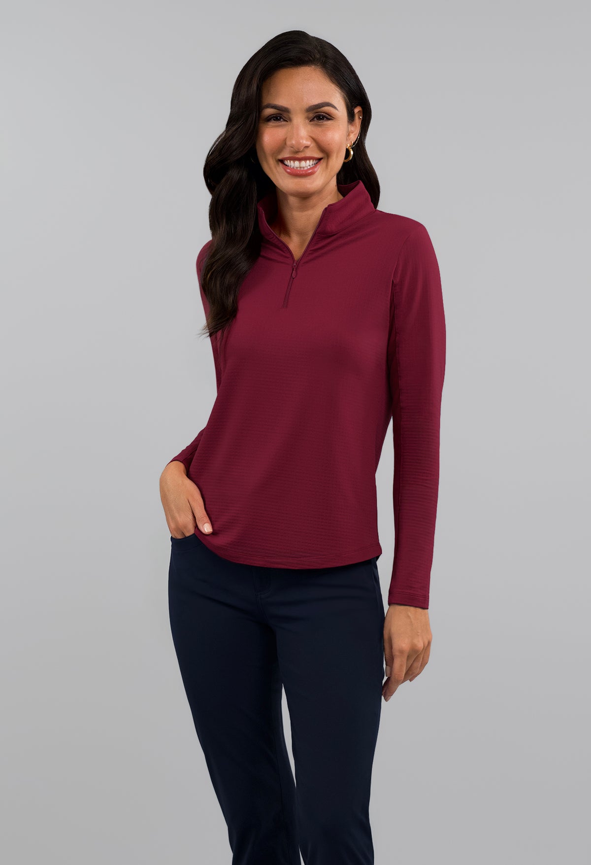 Solid Long Sleeve Mock Neck Top