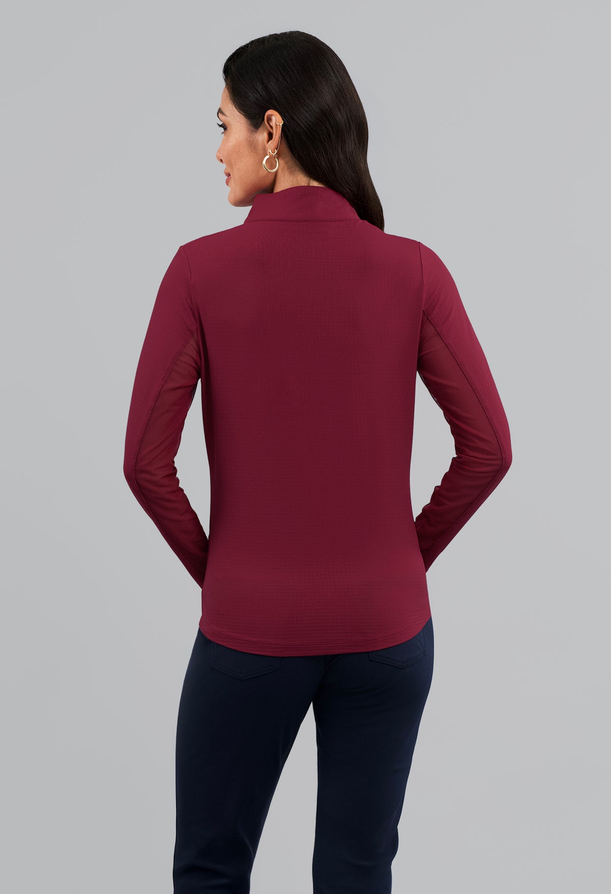 Solid Long Sleeve Mock Neck Top
