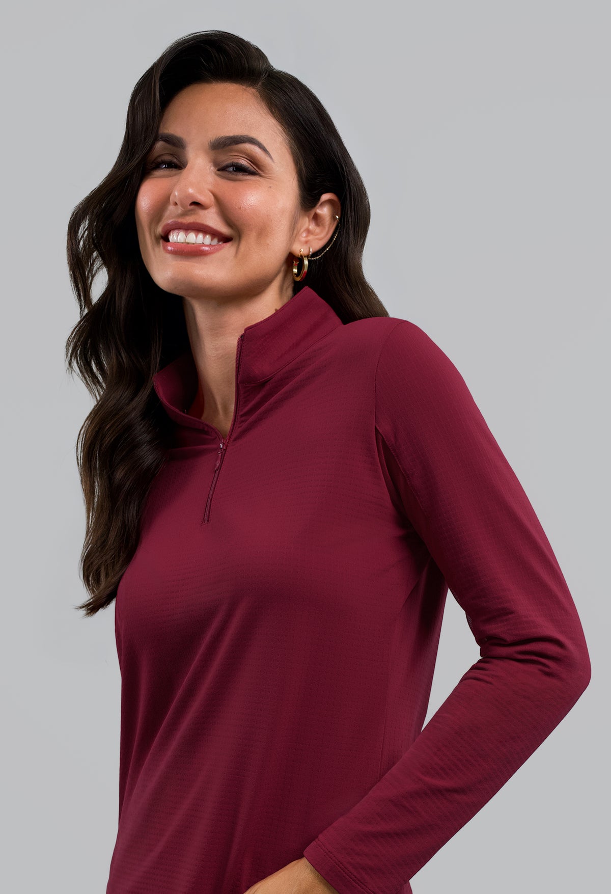 Solid Long Sleeve Mock Neck Top
