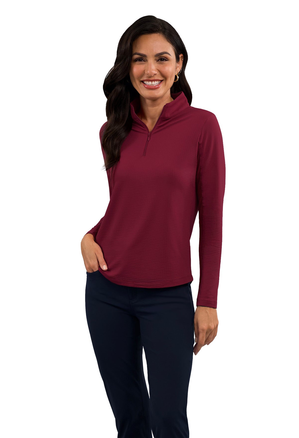 Solid Long Sleeve Mock Neck Top