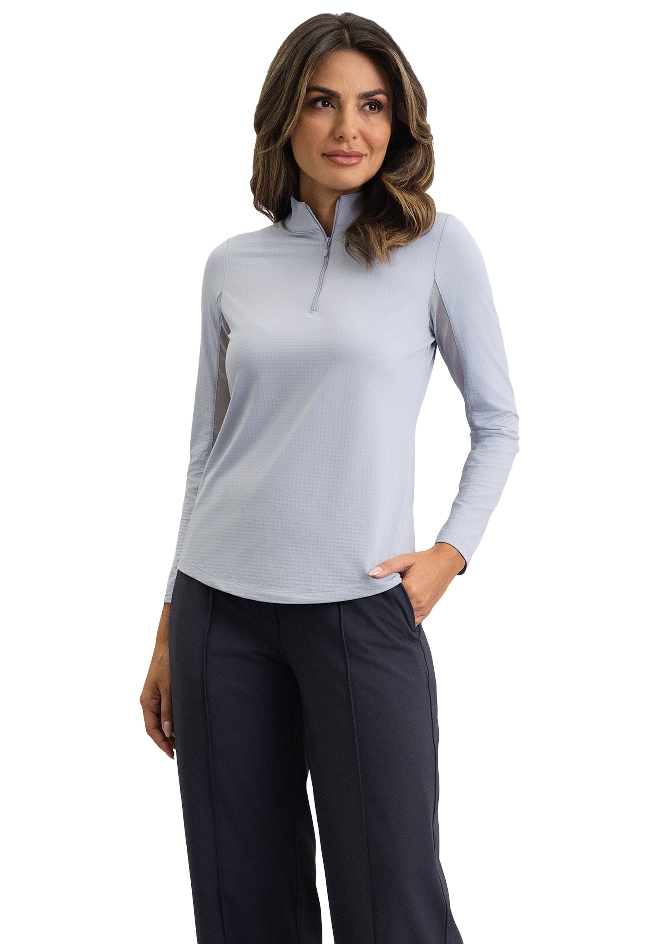 Solid Long Sleeve Mock Neck Top